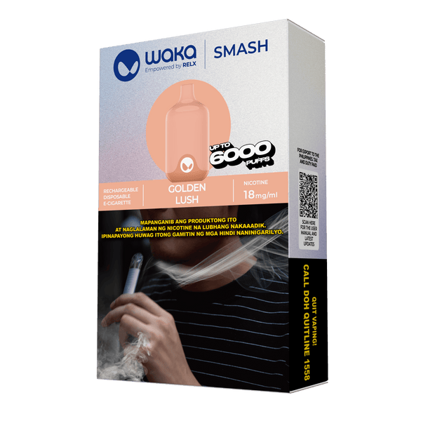 RELX Philippines PH WAKA Smash Device Flavor Golden Lush Disposable Vape Package price PHP350
