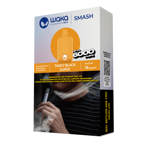 RELX Philippines PH WAKA Smash Device Flavor Tangy Black Surge Disposable Vape Package price PHP350
