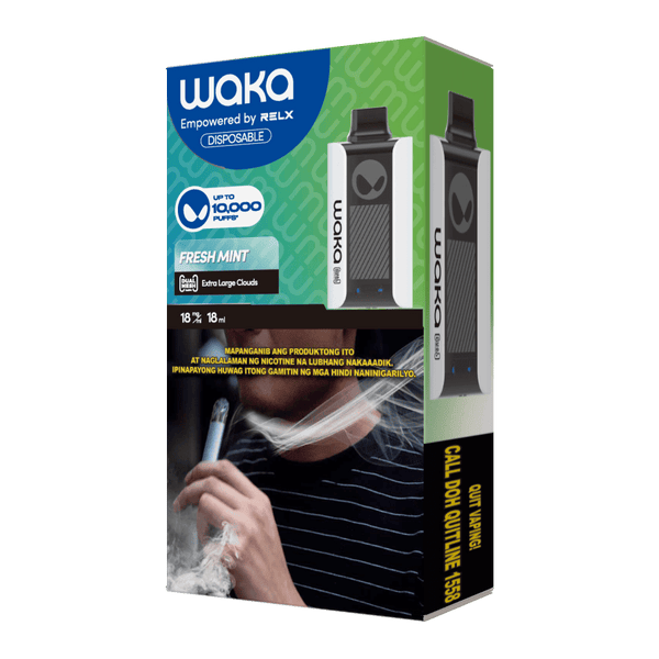RELX Philippines PH WAKA SoPro PA10000 Device Flavor Fresh Mint Disposable Vape Package 
