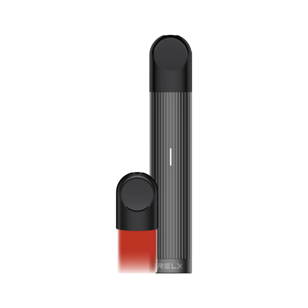RELX Vape pen Essential starter kit, black device, pod fresh red
